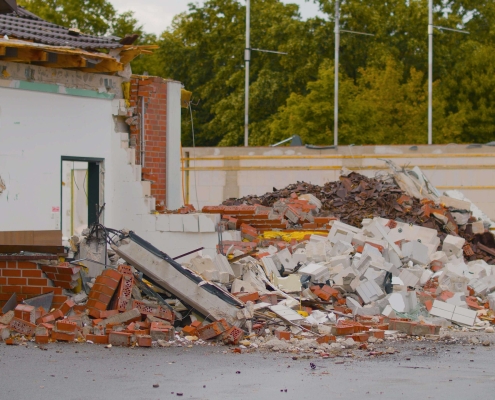 Debris and Rubble from a Demolished Building