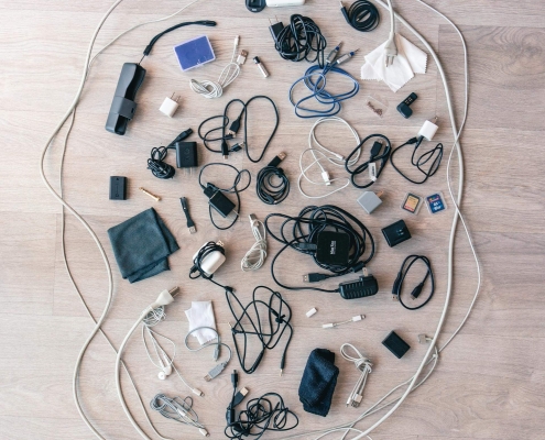 Flay Lay Of Wires And Cables